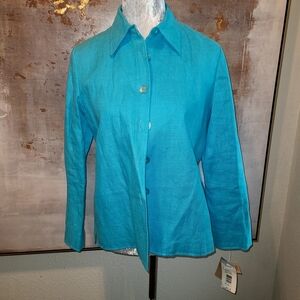 Harve Benard Blue Buttoned Notched Collar Blazer